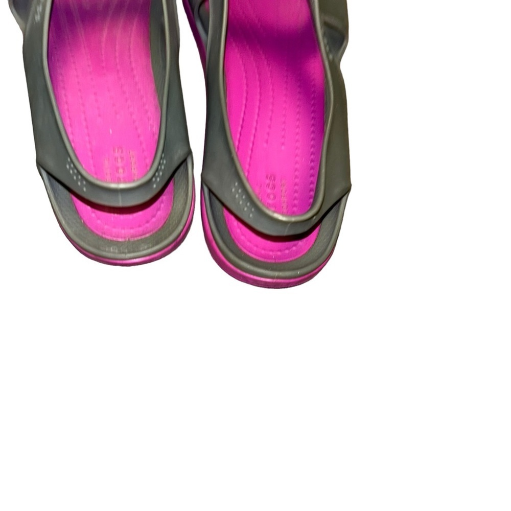 Crocs Swiftwater Wave Size 8 Gray Pink Comfort Sandal Mary Jane water shoes - Picture 3 of 5